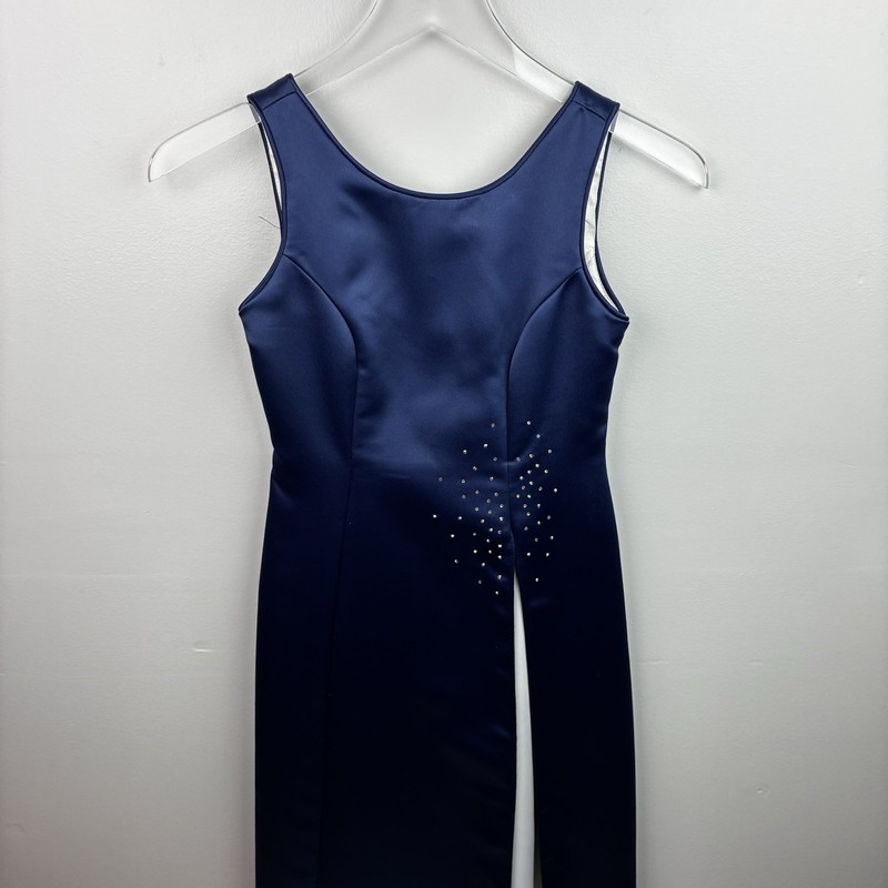 Jessica McClintock Bridal Navy Satin Girls Junior Bridesmaid Dress Size 8
