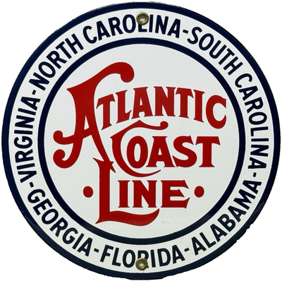 #ad VINTAGE ATLANTIC COAST LINE PORCELAIN SIGN GAS STATION PUMP PLATE MOTOR OIL $118.47