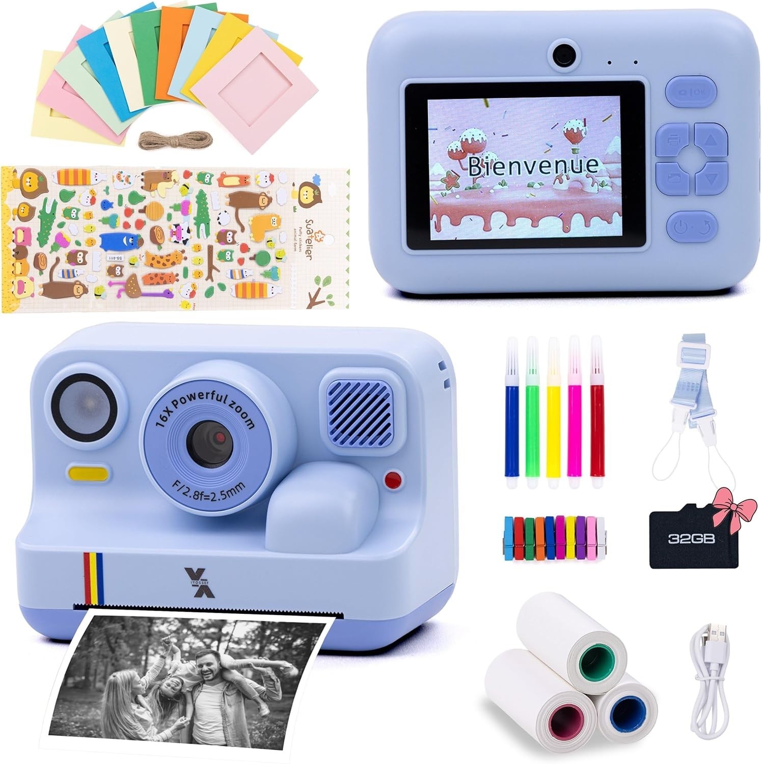 Appareil photo instantané enfant antichoc anti-écran pour développer la créativité