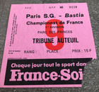 rare ticket billet - PSG / BASTIA - saison 1977/78