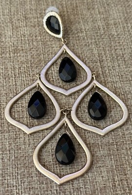 Kendra Scott KYLE Gold Tone Black Stone SINGLE EARRING Chandelier VINTAGE ?