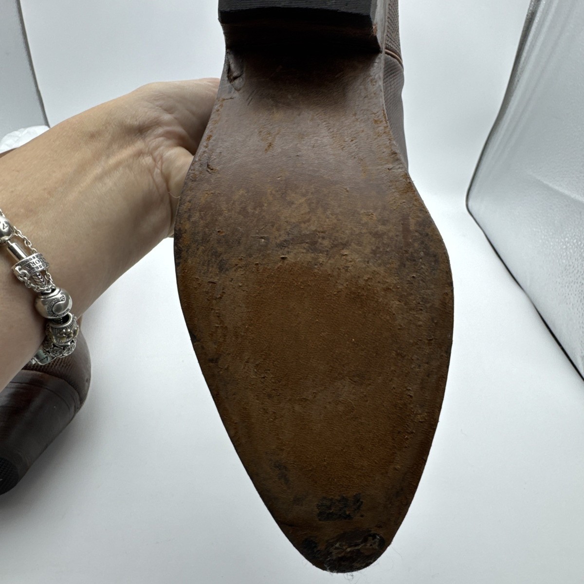 Vtg Complot European Brown Leather cowboy boots reptile skin  display picture 2