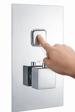Thermostatic Shower Valve Concealed Push Button Chrome Square Single Outlet