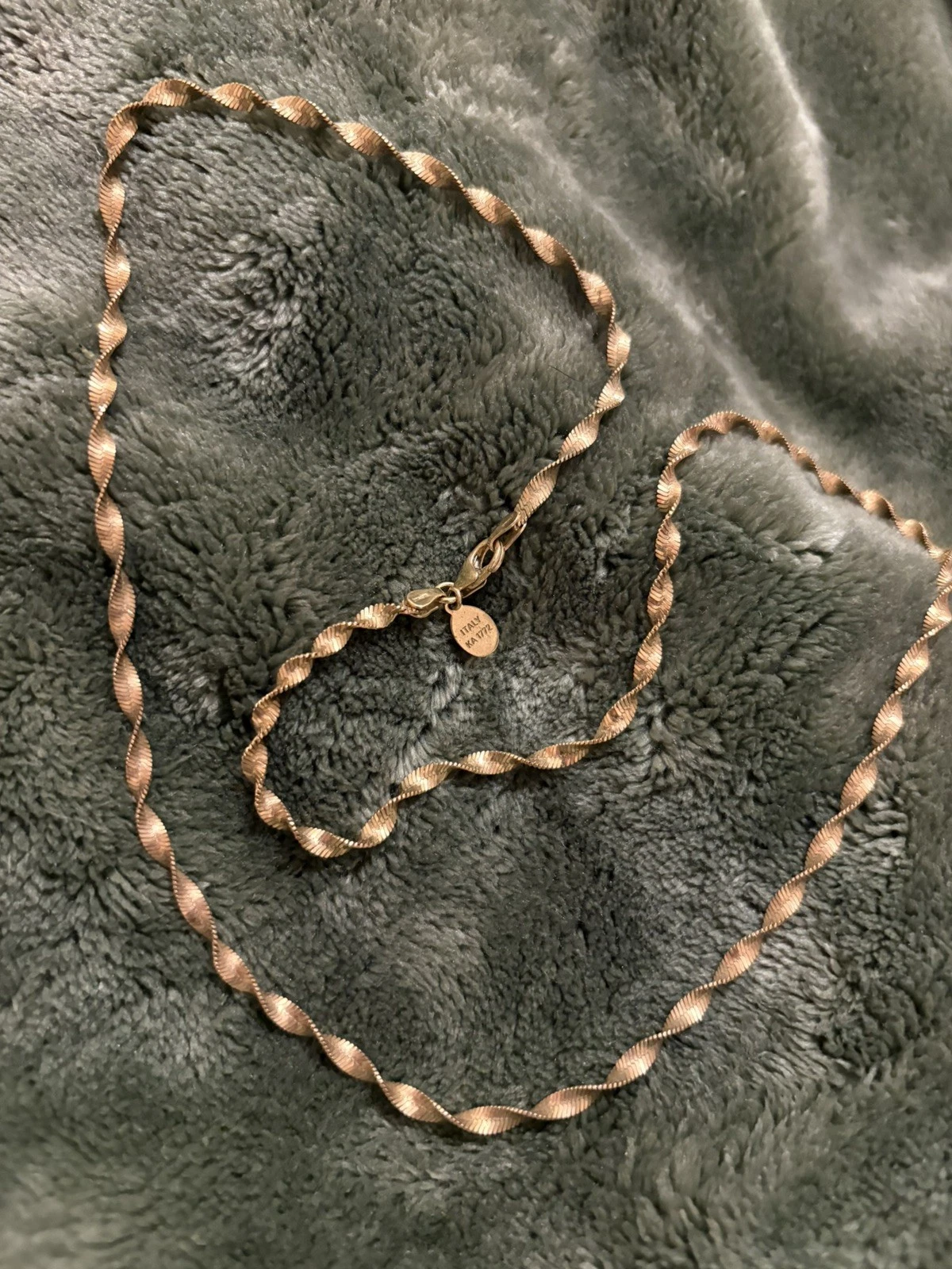 BELLEZZA Italy KA 1772 Rose Gold Tone Bronze Twisted Herringbone Chain Necklace image 1