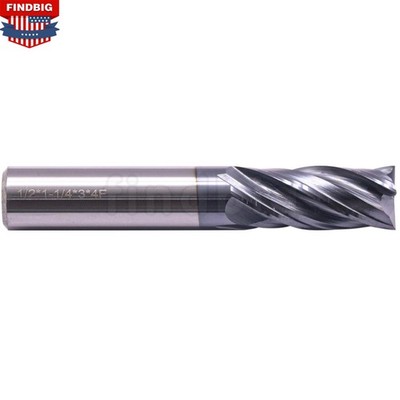 1/2'' 4 Flute Variable Solid Carbide 1-1/4'' LOC x 3'' OAL End Mill - AlTiN Coated