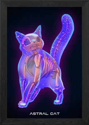 Astral Katze zu Fuß gerahmtes Wandbild Poster Leinwanddruck Bild