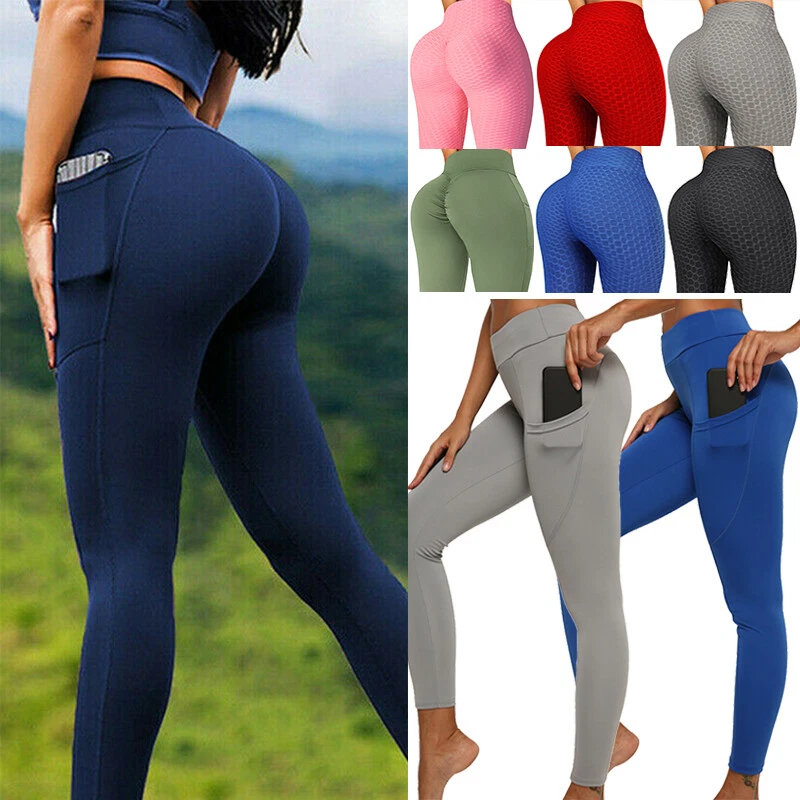 Women High Waist Yoga Pants Scrunch Push up Leggings Sports Gym Fitness  Trousers