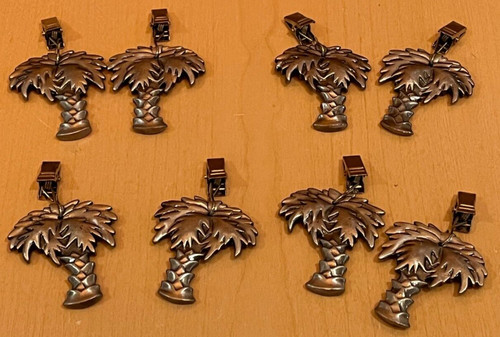 Tablecloth Weights Palm Trees Heavy Tropical Beach Silvertone 2 Sets of 4 (8)