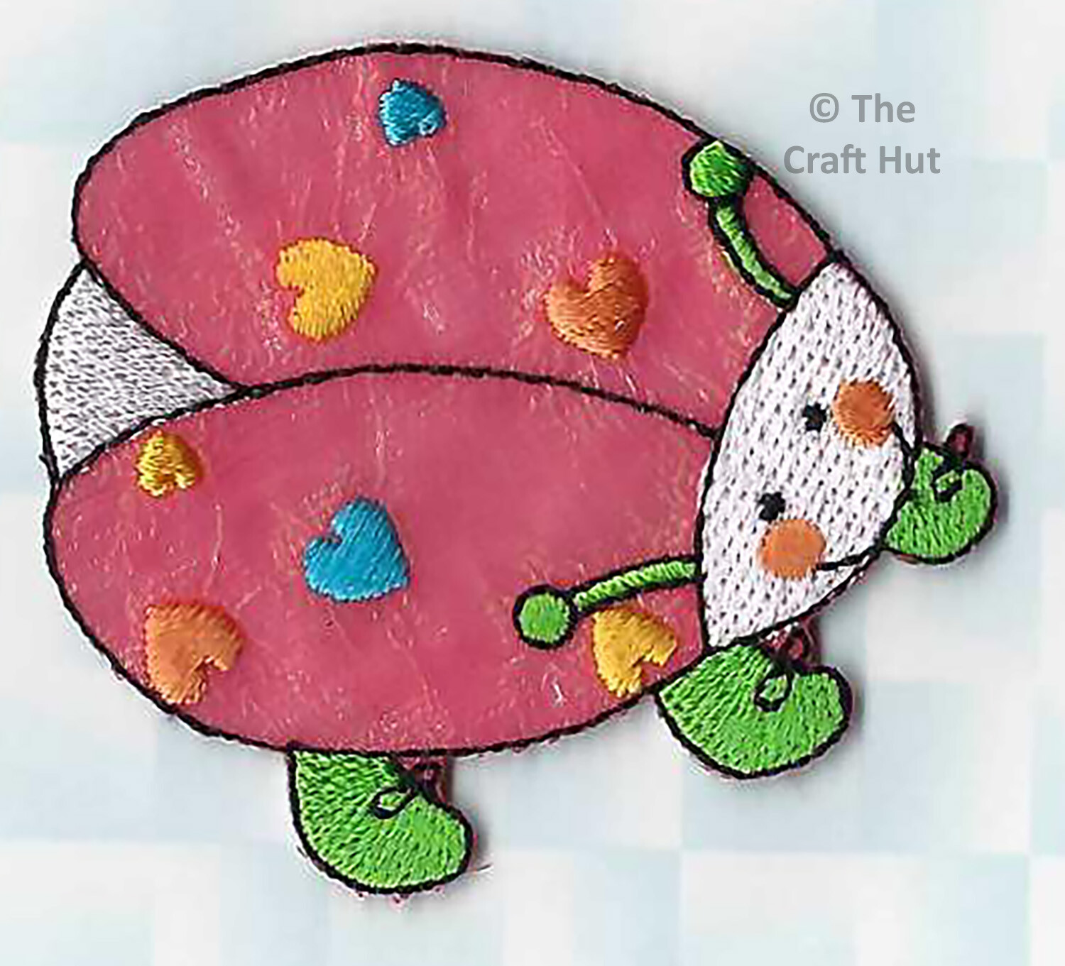 Sewing Sew or Iron On Motif Craft Factory Pink Ladybird in Boots 6cm x 5cm New