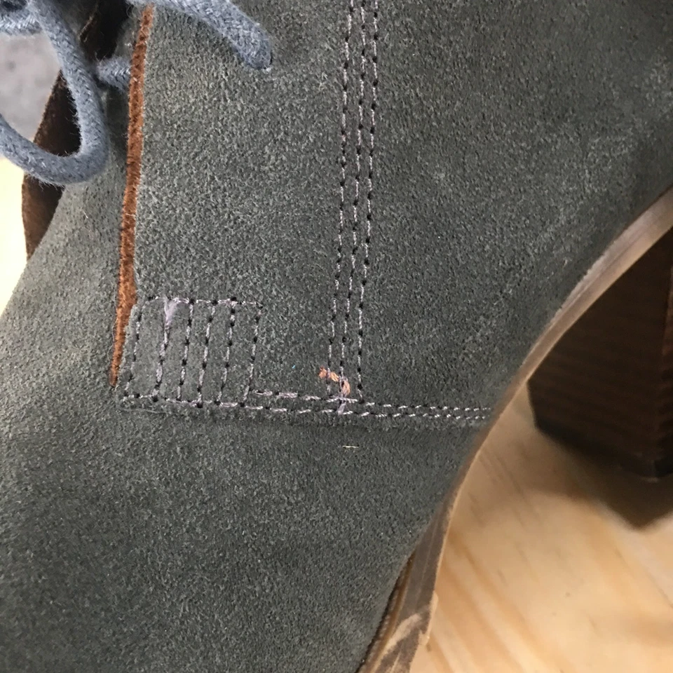 Botas talladas con volantes para mujer 8,5 M verde oscuro gris ciprés chukka botín al tobillo gamuza Foto 4 de 4