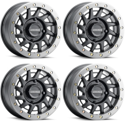 4 ATV/UTV Wheels Set 15in Raceline Squad Beadlock Mt Blk NAR 4/137 5.5 ...