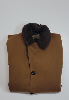 【COSYHARU】1+1 MARON WOOL MUFFLE Vtg Mens Sir Pendleton Wool Coat Faux Fur lining Rust Brown