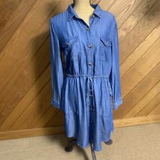 American Eagle Size Large Chambray Long Sleeve Button Dress Lyocell