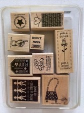 2006 STAMPIN UP BUSINESS BOOSTERS 9 PIECE WOOD MOUNTED RUBBER INK STAMP SET NICE