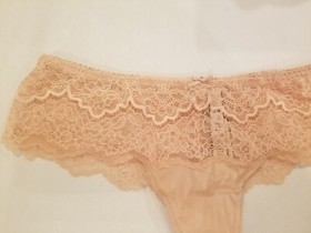 Victoria Secret DREAM ANGELS Lace Trim Hipster Thong Panty NWT Evening Blush