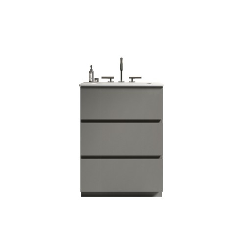 "24"Gray Bathroom Vanity w/Sink w/3 Faucet Holes,Large Storage Freestanding Bath