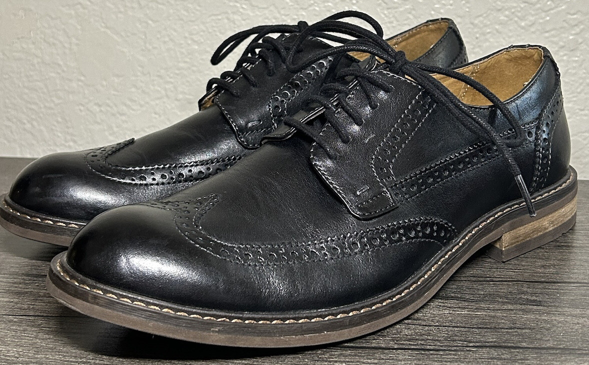 SAOLA Scarpe eleganti da uomo VIONIC 555 Bruno VSM022 Oxford punta ad ala in pelle nera taglia 8