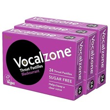 Vocalzone 24 Throat Pastilles Sugar Free Blackcurrant 3 x 32g