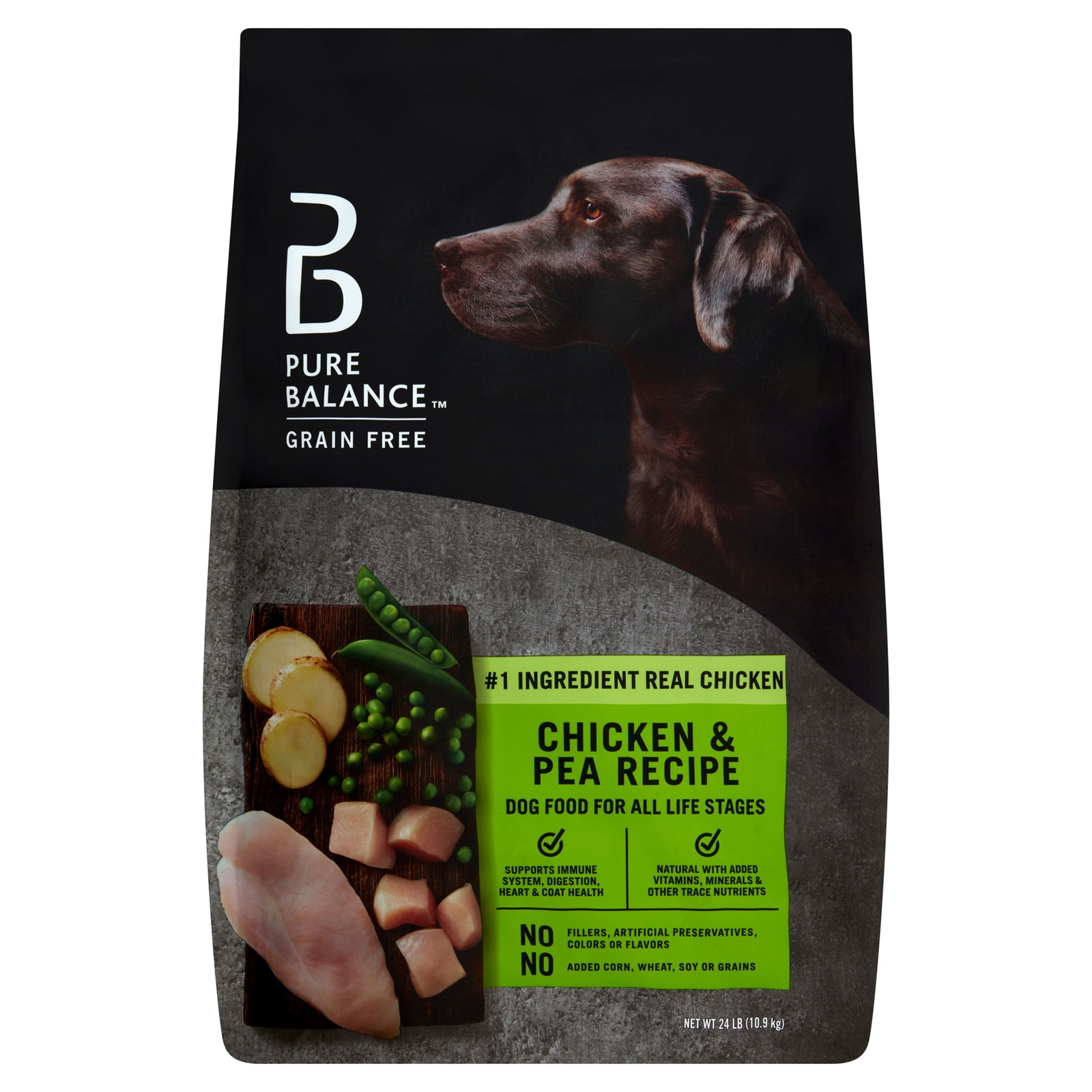 Chicken & Pea Recipe Dry Dog Food, Grain Free, 24 lbs