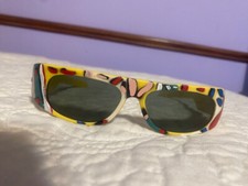 Vtg 1980's Handpainted Yellow Sunglasses