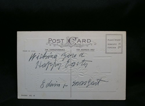 Vtg Easter Postcard -Greetings at Easter - not posted - Picture 2 of 2