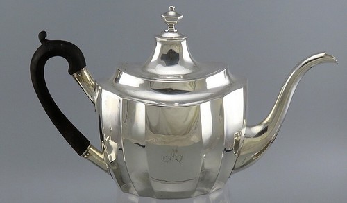 c1800 Early American Coin Silver 4pc Tea Set by John and Joel Sayre M Mono - Picture 2 of 10