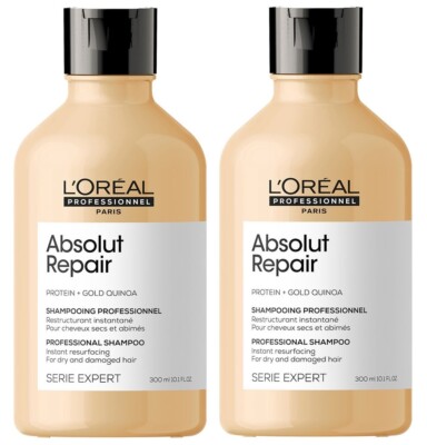 2x Loreal Professionnel Serie Expert Gold Quinoa Absolut Repair Shampoo 300 ml