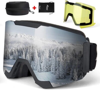 4ActiveU OutdoorMaster OTG Ski and Snowboard Goggles OSFM Adjustable 2 Lenses