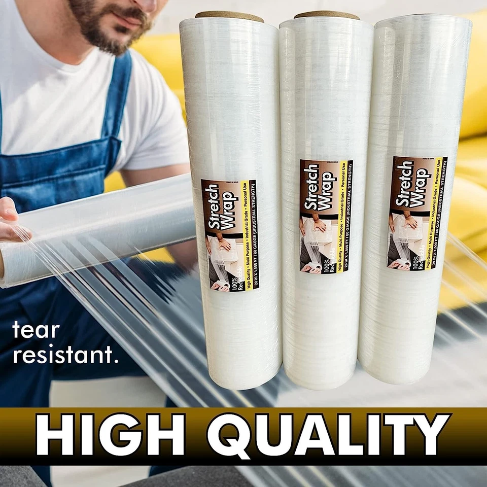 Premium 20-Inch Stretch Film Wrap - 1,000FT Length, 80 Gauge Thickness - Image 3 of 4