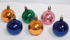 Lot 6 Mercury Glass Ball Assorted Colors Christmas Ornaments