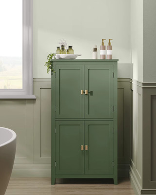 VASAGLE Bathroom Cabinet, Kitchen Storage Unit with 4 Doors, Adjustable Shelves
