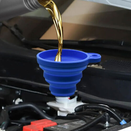 Universal Blue Car Accessories Water Oil Funnel Diesel Petrol Foldable Funnel - Picture 3 of 5