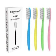 Dr Pefect Extra Hard  Firm Toothbrush Bpa Free Large Long Head Whitening Teeth