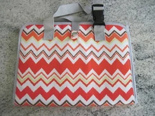 COBBLE CREEK coral chevron beauty basics organizer, makeup bag, tote, case