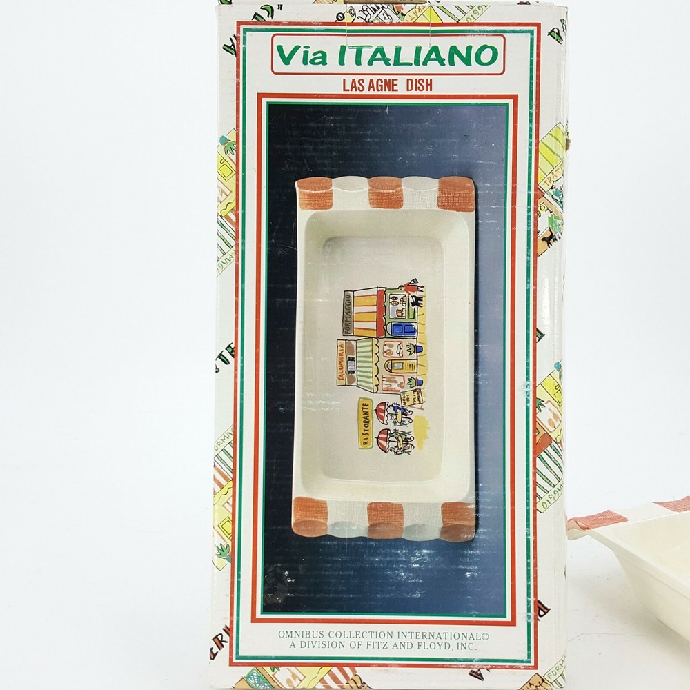 Vintage Omnibus F&F 1993 Lasagna Serving Dish Via Italiano - Thumbnail 5