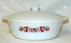 Vintage FIRE KING - PRIMROSE Flower Round Casserole Dish 1 1/2 Qt  With Lid