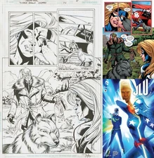 Paul Pelletier Original Art Page Justice League United #14 Stargirl & Enemy Ace