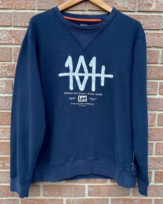 Sudadera De Colección Lee Jeans 125 Aniversario Sanforizada Grande Hecha en Unión Azul - Imagen 1 de 4