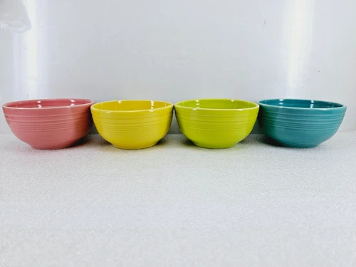set 4 Small Bistro BOWLS peony sunflower lemongrass turquoise FIESTA  22 OZ. NEW