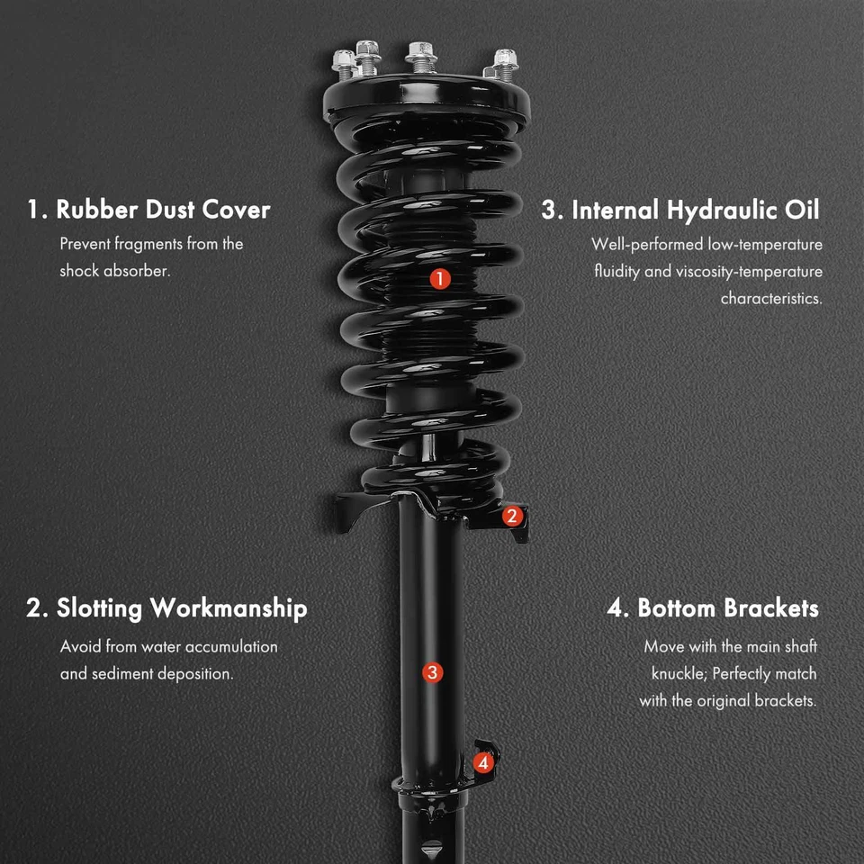 2x Conjunto completo de puntal delantero y resorte helicoidal para Honda Crosstour Accord Crosstour Foto 3 de 4