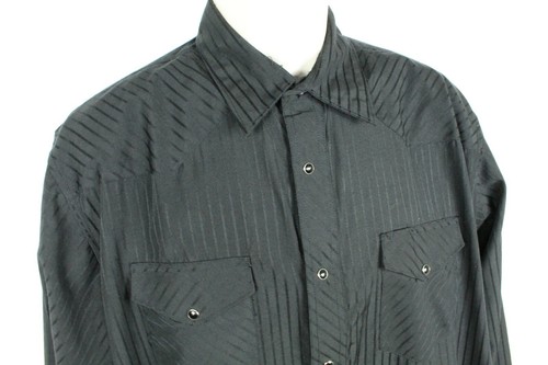 Camicia western Wrangler taglia large nera manica lunga a righe 75214BK - Foto 3 di 7