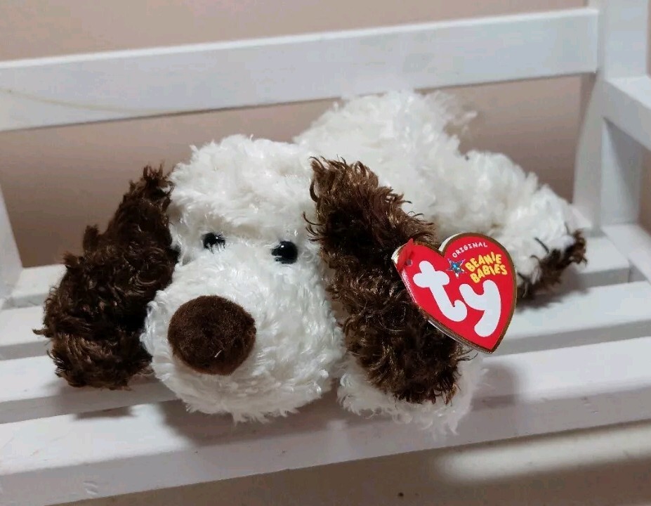 TY Beanie Baby Spuds the Dog (8 inch) New With Tag Protector