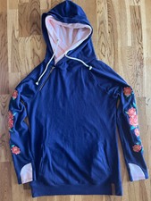Ampersand Ave Doublehood Hoodie Ornate Floral Embroidered Knit Sweatshirt XS NWT