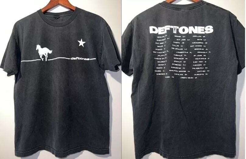 Deftones Camicia Deftones Bianco Pony 2 Lati Nero T shirt Unisex S 5XL