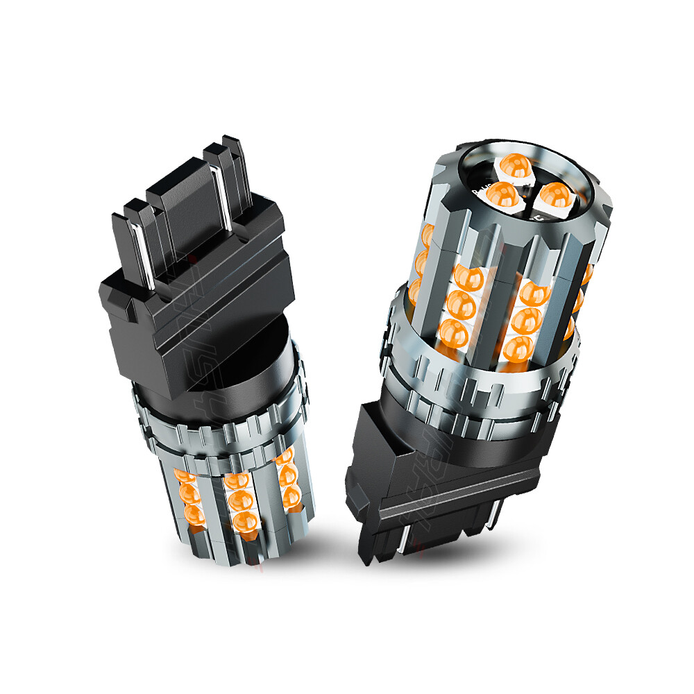 2X LED Front Turn Signal Light Bulbs 3157 3457 Amber Yellow 3000K