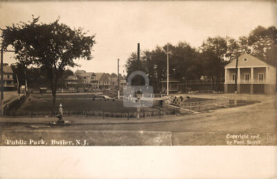 #ad Public park Butler NJ New Jersey 1906 RPPC Photo Postcard Copy $4.95