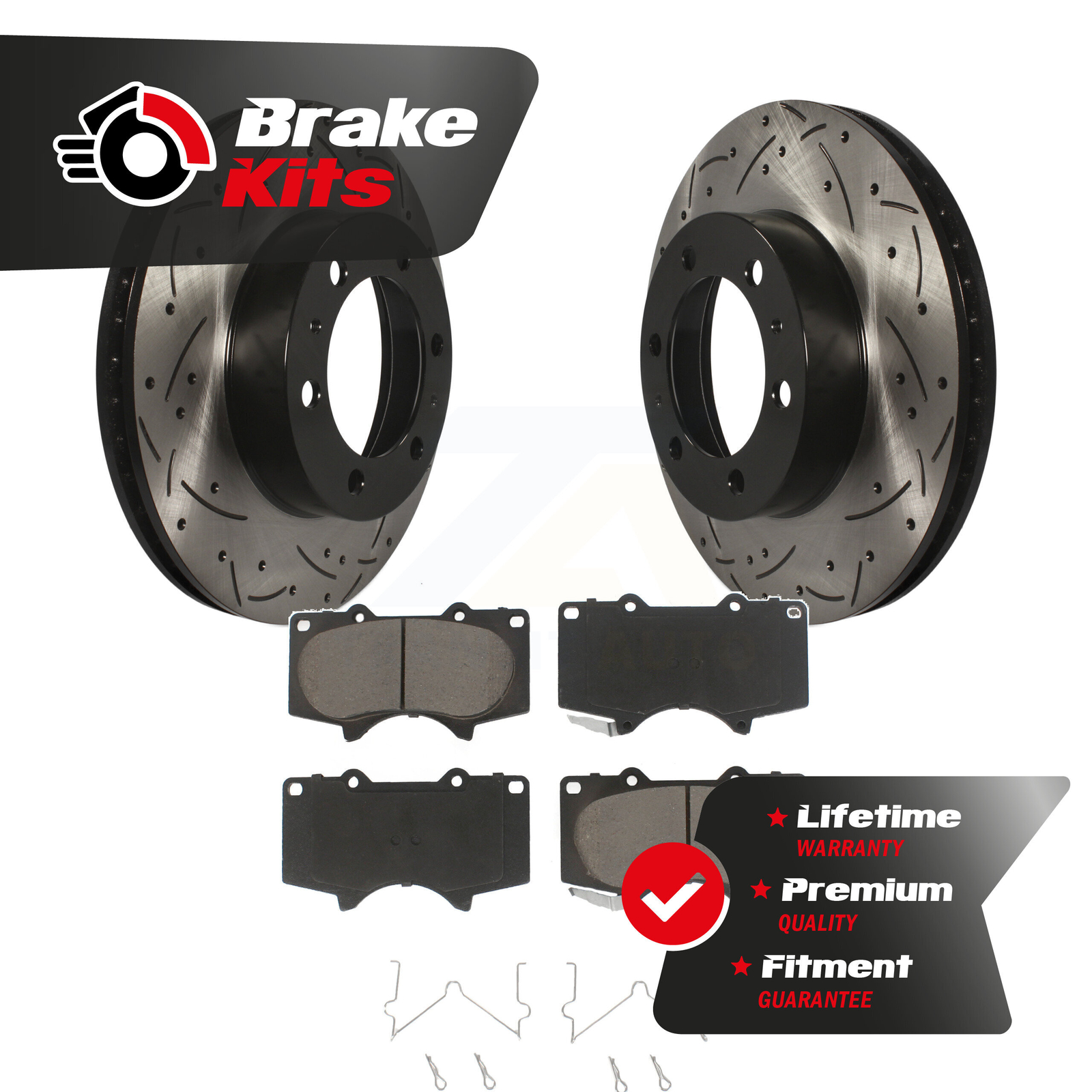 Front Drilled Slot Disc Brake Rotors Ceramic Pad Kit For 2005-2023 Toyota Tacoma