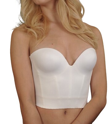 Carnival 206 32 B White Invisible Plunge Longline Strapless Bra Wedding  Bustier | eBay