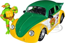 1959 VOLKSWAGEN DRAG BEETLE & MICHELANGELO FIGURE "TNMT" 1/24 DIECAST JADA 33741