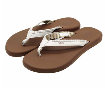 Flojos Ladies' Flip Flop MEMEX Footbed | Ivory | US 7